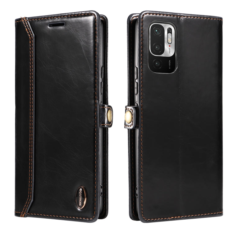 For Xiaomi Redmi Note 10 5G GQUTROBE RFID Blocking Oil Wax Leather Phone Case