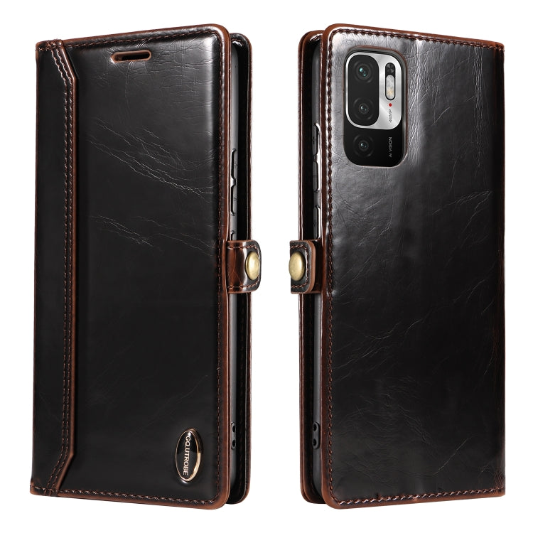 For Xiaomi Redmi Note 10 5G GQUTROBE RFID Blocking Oil Wax Leather Phone Case