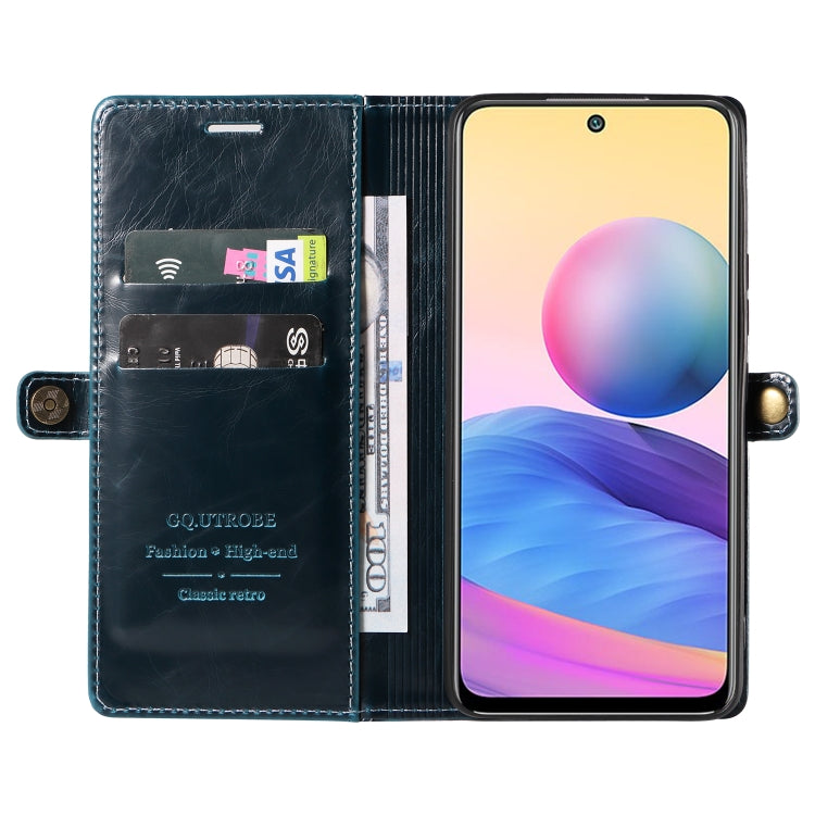 For Xiaomi Redmi Note 10 5G GQUTROBE RFID Blocking Oil Wax Leather Phone Case