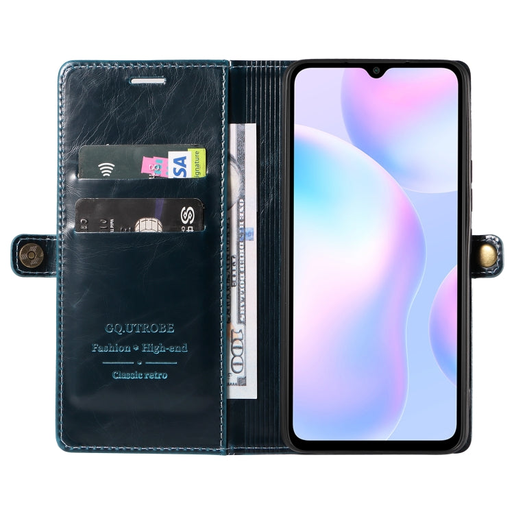 For Xiaomi Redmi 9A GQUTROBE RFID Blocking Oil Wax Leather Phone Case