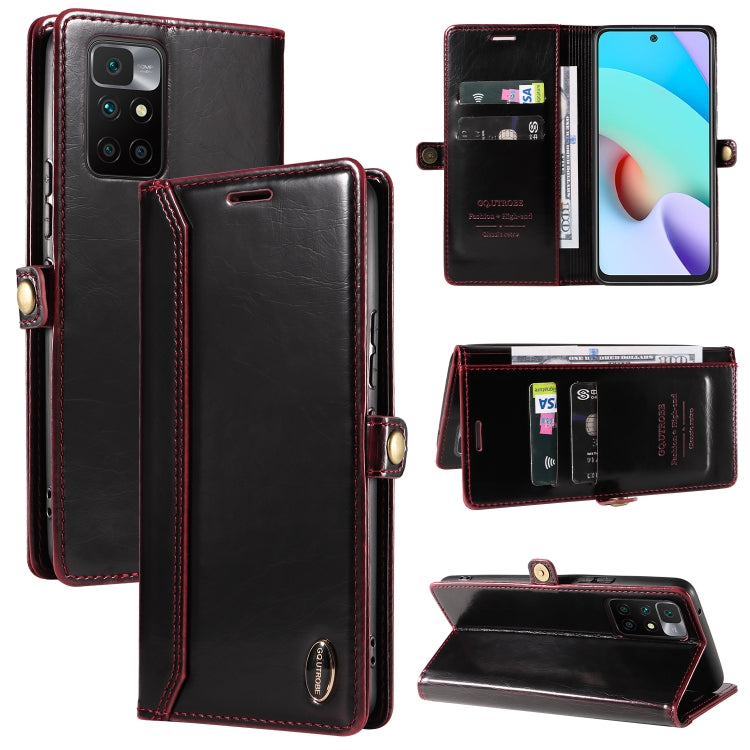 For Xiaomi Redmi 10 GQUTROBE RFID Blocking Oil Wax Leather Phone Case