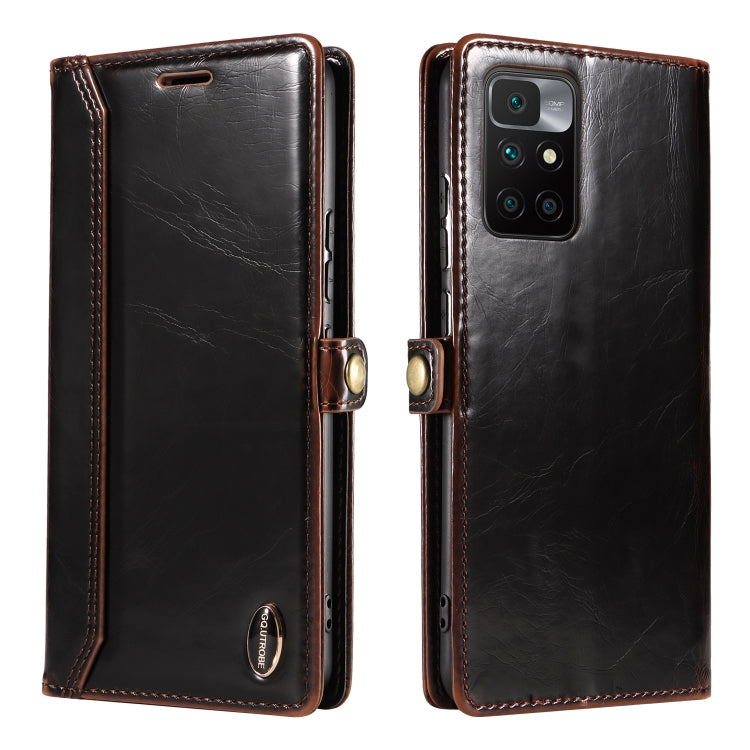 For Xiaomi Redmi 10 GQUTROBE RFID Blocking Oil Wax Leather Phone Case