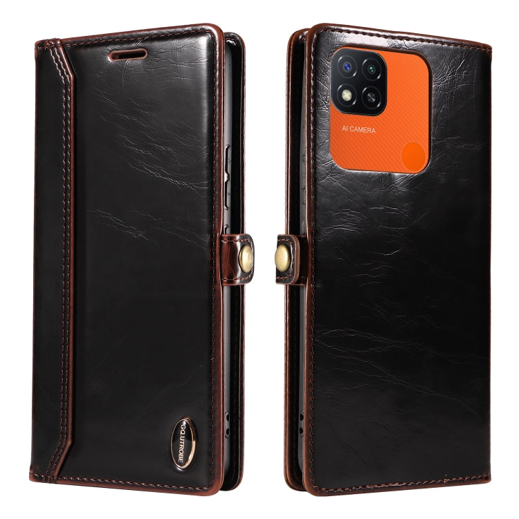 For Xiaomi Redmi 10A / 9C GQUTROBE RFID Blocking Oil Wax Leather Phone Case