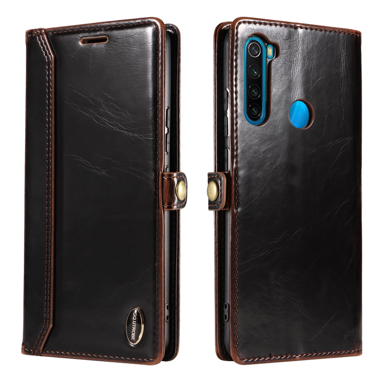 For Xiaomi Redmi Note 8 GQUTROBE RFID Blocking Oil Wax Leather Phone Case
