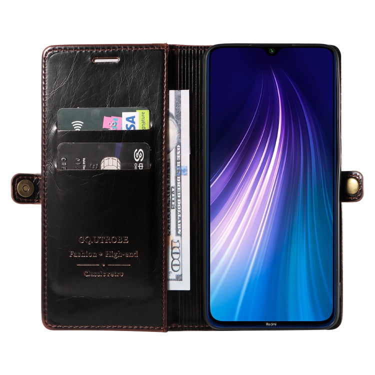 For Xiaomi Redmi Note 8 GQUTROBE RFID Blocking Oil Wax Leather Phone Case