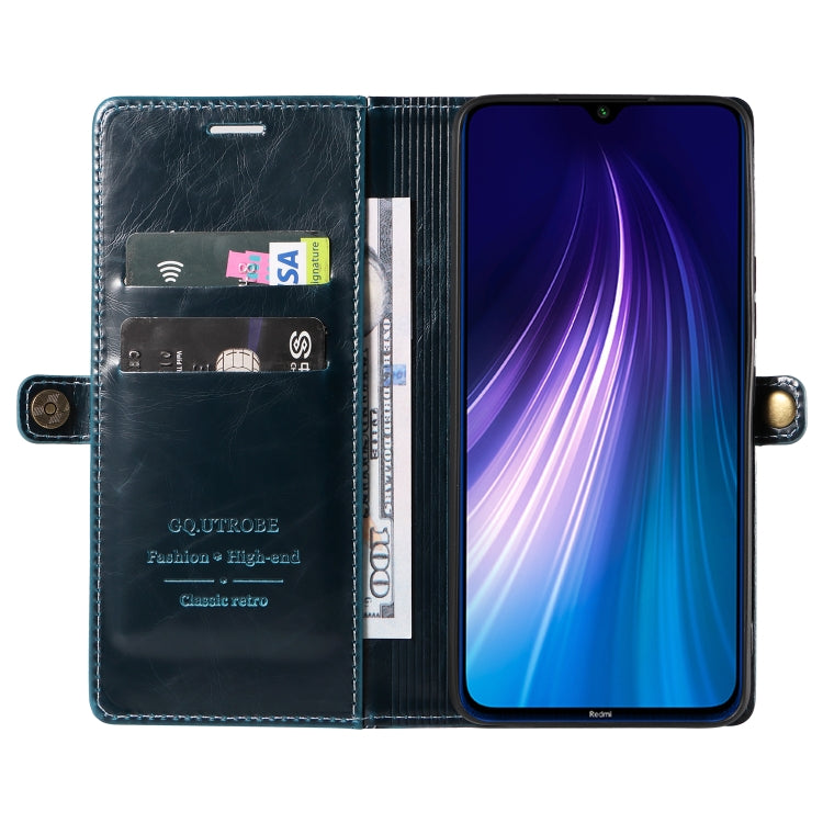 For Xiaomi Redmi Note 8 GQUTROBE RFID Blocking Oil Wax Leather Phone Case
