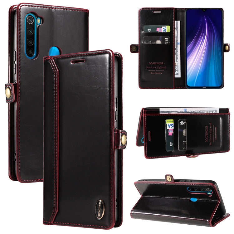 For Xiaomi Redmi Note 8T GQUTROBE RFID Blocking Oil Wax Leather Phone Case