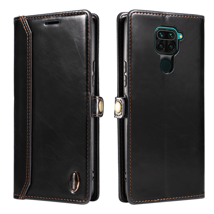For Xiaomi Redmi Note 9 GQUTROBE RFID Blocking Oil Wax Leather Phone Case