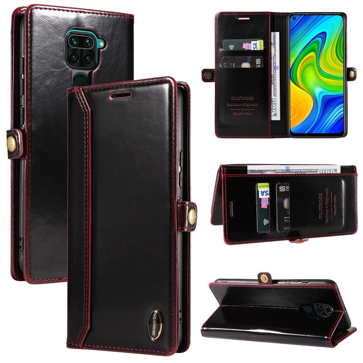 For Xiaomi Redmi Note 9 GQUTROBE RFID Blocking Oil Wax Leather Phone Case