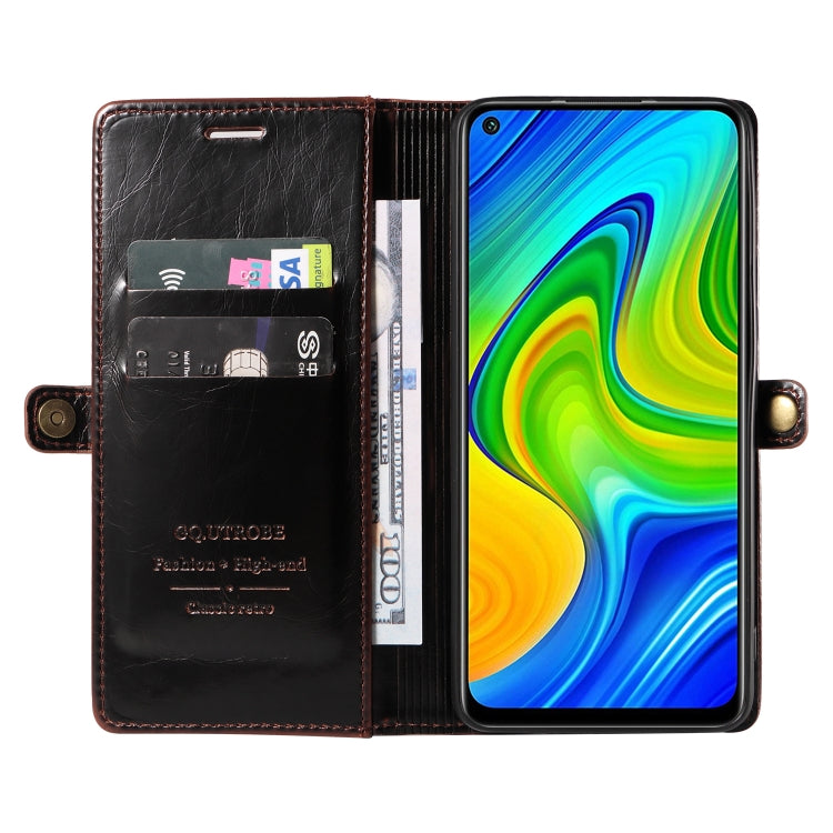 For Xiaomi Redmi Note 9 GQUTROBE RFID Blocking Oil Wax Leather Phone Case