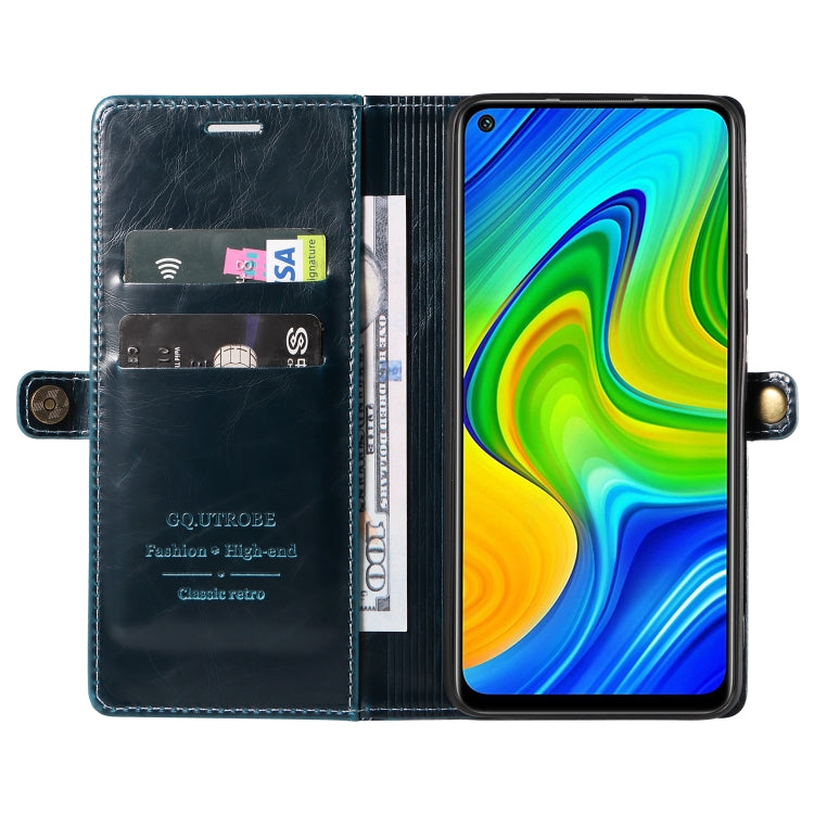 For Xiaomi Redmi Note 9 GQUTROBE RFID Blocking Oil Wax Leather Phone Case