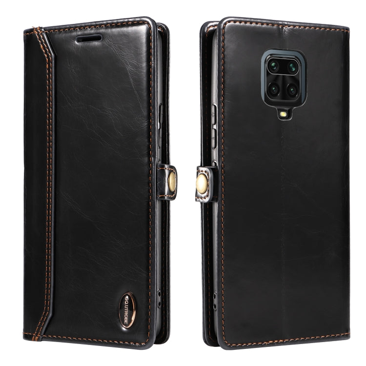 For Xiaomi Redmi Note 9S GQUTROBE RFID Blocking Oil Wax Leather Phone Case