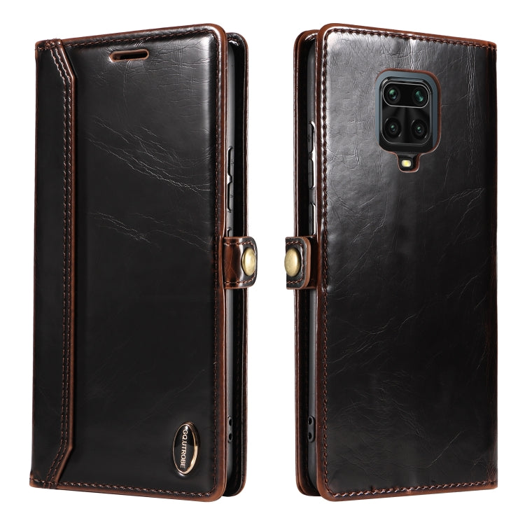 For Xiaomi Redmi Note 9S GQUTROBE RFID Blocking Oil Wax Leather Phone Case