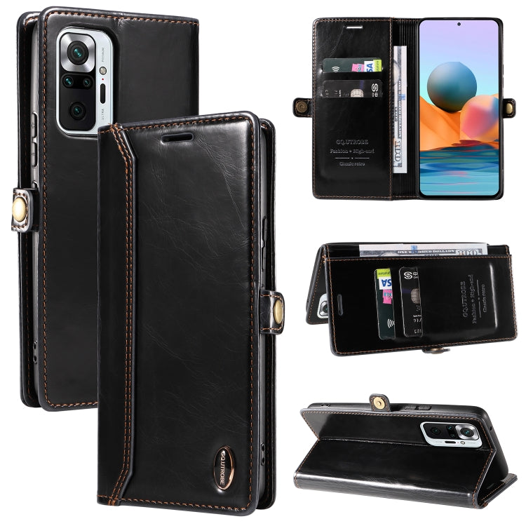For Xiaomi Redmi Note 10 Pro 4G GQUTROBE RFID Blocking Oil Wax Leather Phone Case