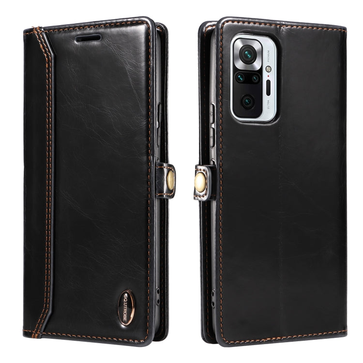 For Xiaomi Redmi Note 10 Pro 4G GQUTROBE RFID Blocking Oil Wax Leather Phone Case