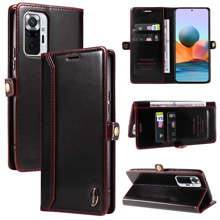 For Xiaomi Redmi Note 10 Pro 4G GQUTROBE RFID Blocking Oil Wax Leather Phone Case
