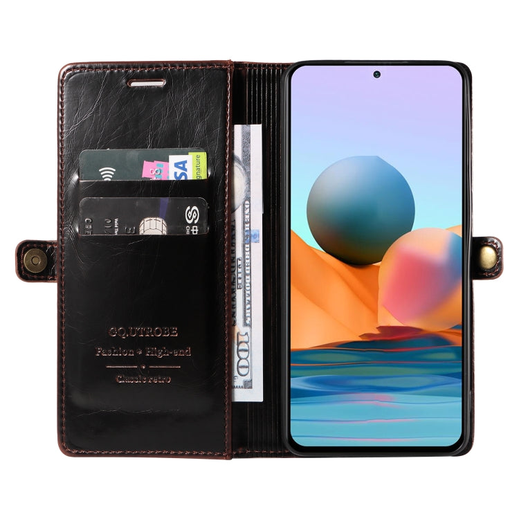 For Xiaomi Redmi Note 10 Pro 4G GQUTROBE RFID Blocking Oil Wax Leather Phone Case