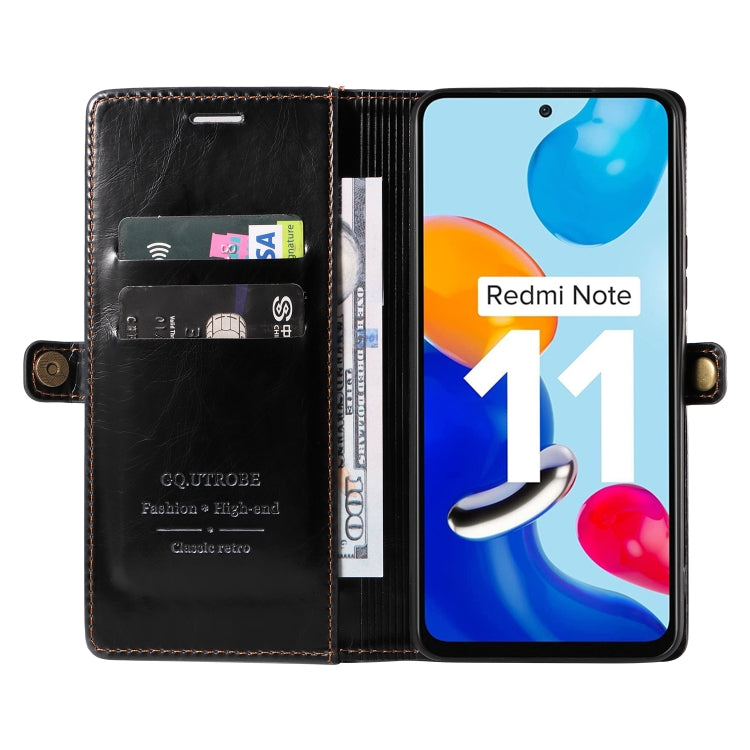 For Xiaomi Redmi Note 11 4G GQUTROBE RFID Blocking Oil Wax Leather Phone Case