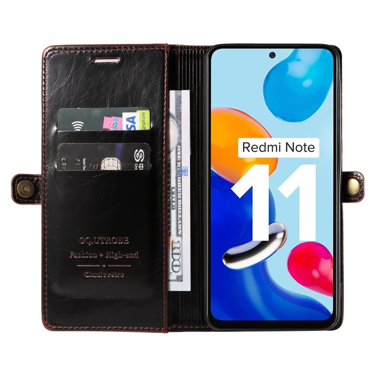 For Xiaomi Redmi Note 11 4G GQUTROBE RFID Blocking Oil Wax Leather Phone Case