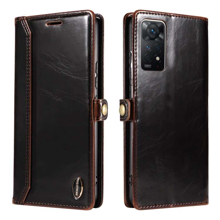 For Xiaomi Redmi Note 11 Pro 4G GQUTROBE RFID Blocking Oil Wax Leather Phone Case