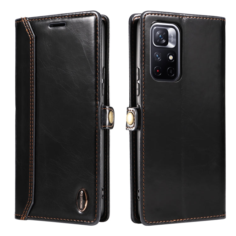 For Xiaomi Redmi Note 11 5G GQUTROBE RFID Blocking Oil Wax Leather Phone Case