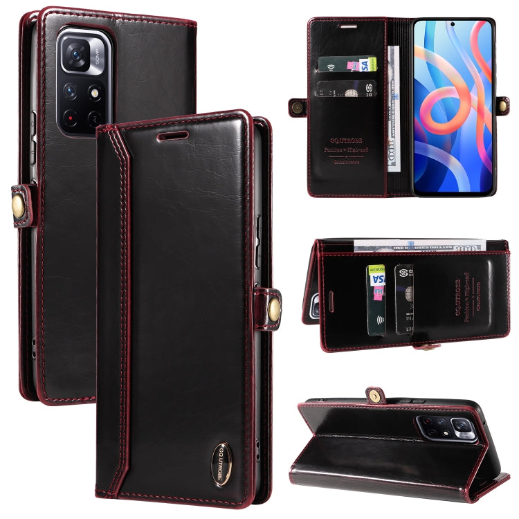 For Xiaomi Redmi Note 11 5G GQUTROBE RFID Blocking Oil Wax Leather Phone Case
