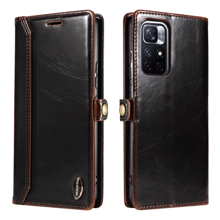 For Xiaomi Redmi Note 11 5G GQUTROBE RFID Blocking Oil Wax Leather Phone Case