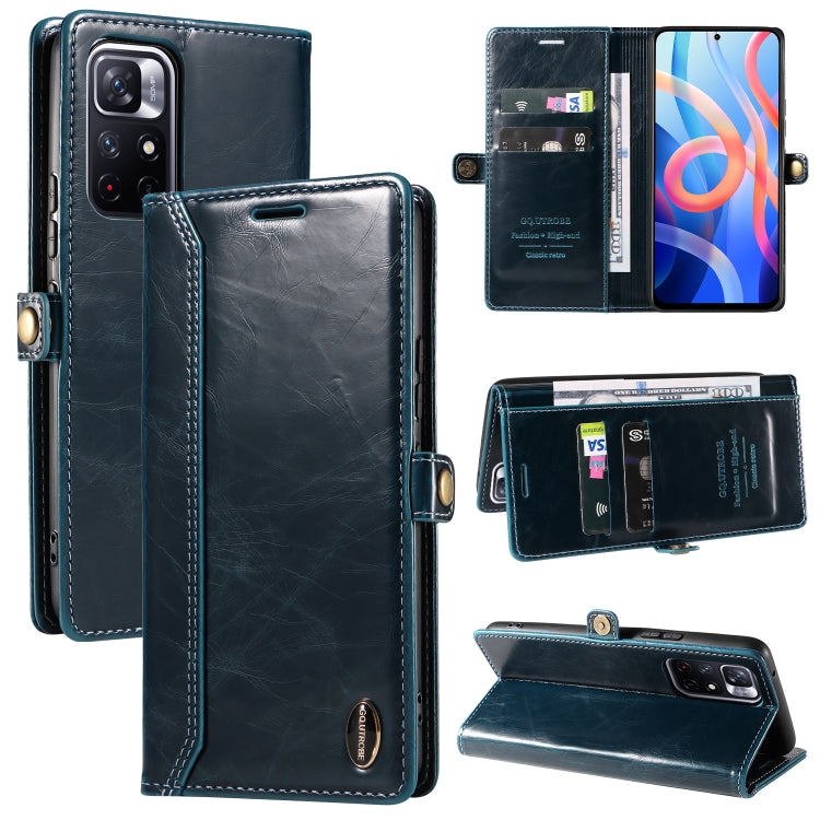 For Xiaomi Redmi Note 11 5G GQUTROBE RFID Blocking Oil Wax Leather Phone Case