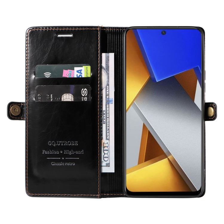 For Xiaomi Poco M4 Pro GQUTROBE RFID Blocking Oil Wax Leather Phone Case