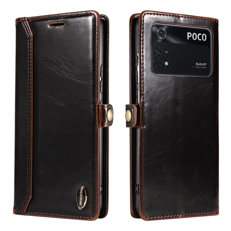 For Xiaomi Poco M4 Pro GQUTROBE RFID Blocking Oil Wax Leather Phone Case