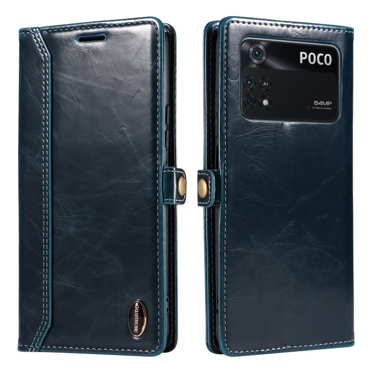 For Xiaomi Poco M4 Pro GQUTROBE RFID Blocking Oil Wax Leather Phone Case