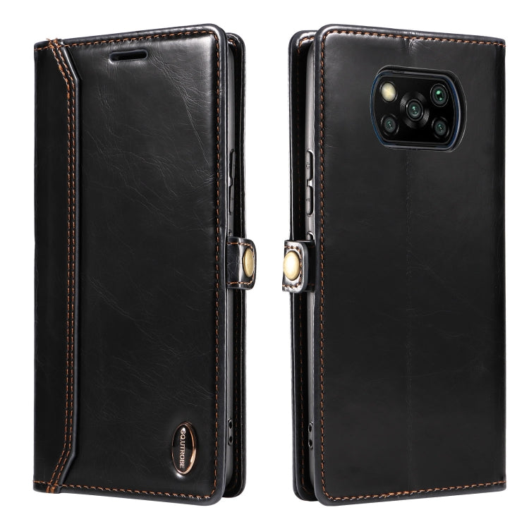 For Xiaomi Poco X3 NFC GQUTROBE RFID Blocking Oil Wax Leather Phone Case