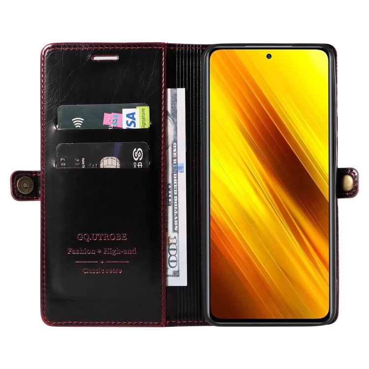 For Xiaomi Poco X3 NFC GQUTROBE RFID Blocking Oil Wax Leather Phone Case