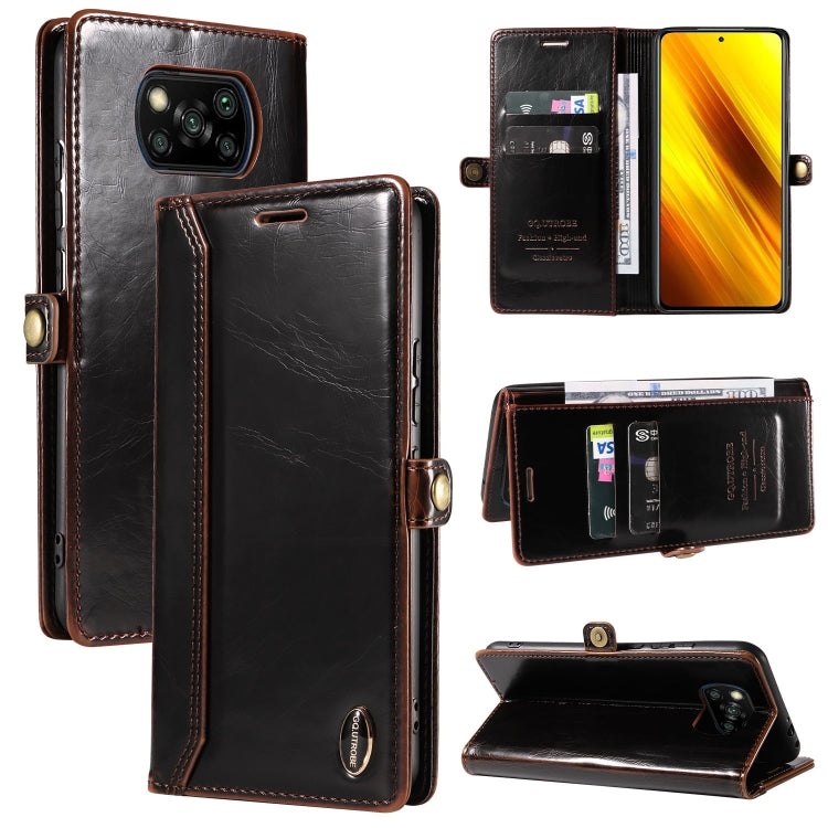 For Xiaomi Poco X3 NFC GQUTROBE RFID Blocking Oil Wax Leather Phone Case