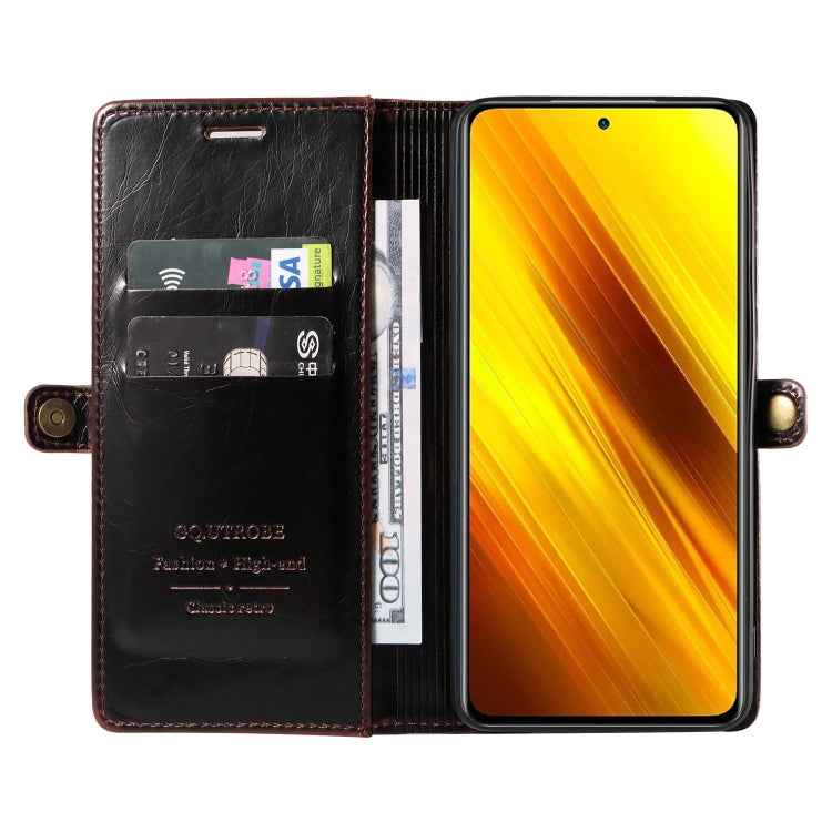 For Xiaomi Poco X3 NFC GQUTROBE RFID Blocking Oil Wax Leather Phone Case