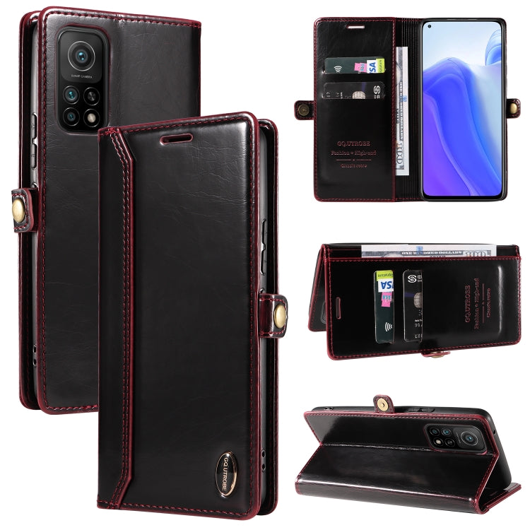 For Xiaomi Mi 10T GQUTROBE RFID Blocking Oil Wax Leather Phone Case
