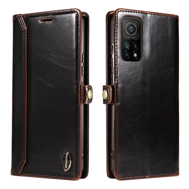 For Xiaomi Mi 10T GQUTROBE RFID Blocking Oil Wax Leather Phone Case
