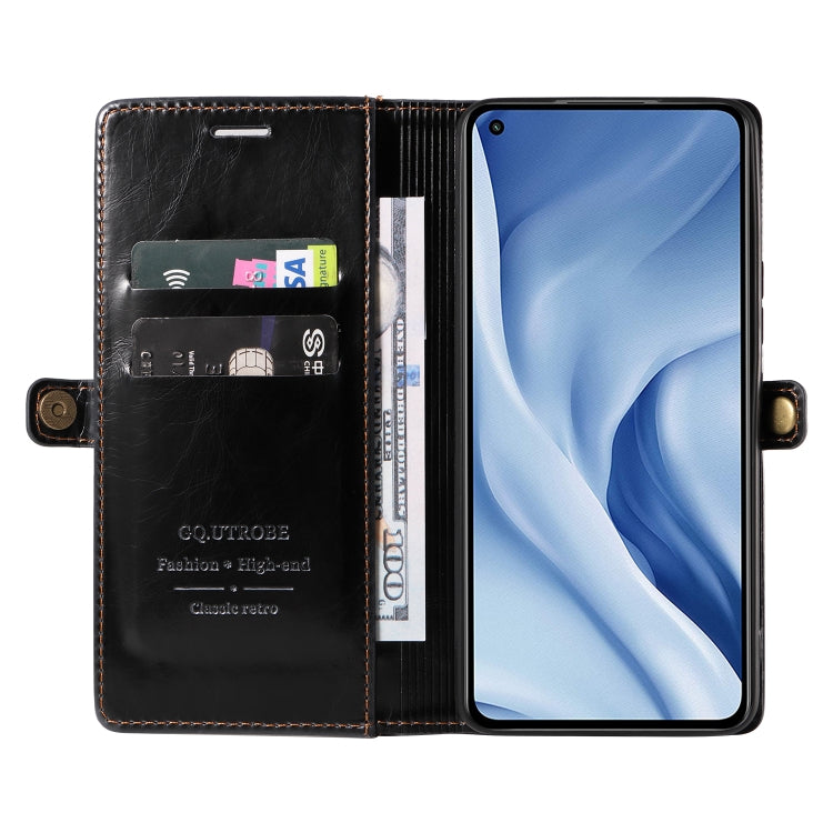 For Xiaomi Mi 11 Lite GQUTROBE RFID Blocking Oil Wax Leather Phone Case