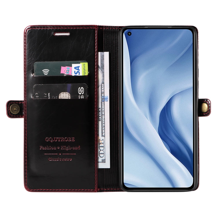 For Xiaomi Mi 11 Lite GQUTROBE RFID Blocking Oil Wax Leather Phone Case