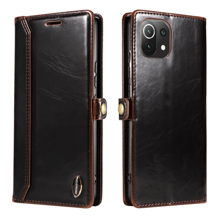 For Xiaomi Mi 11 Lite GQUTROBE RFID Blocking Oil Wax Leather Phone Case