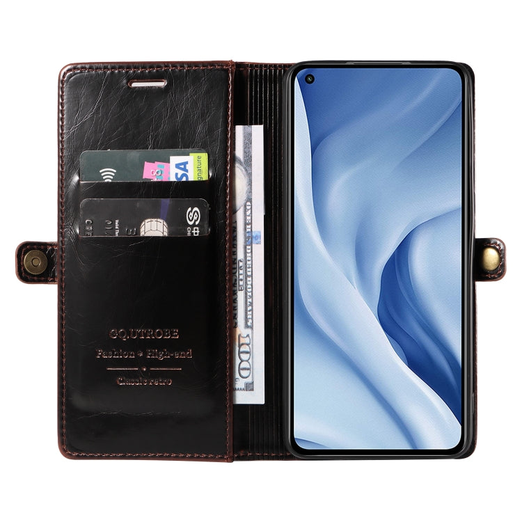 For Xiaomi Mi 11 Lite GQUTROBE RFID Blocking Oil Wax Leather Phone Case