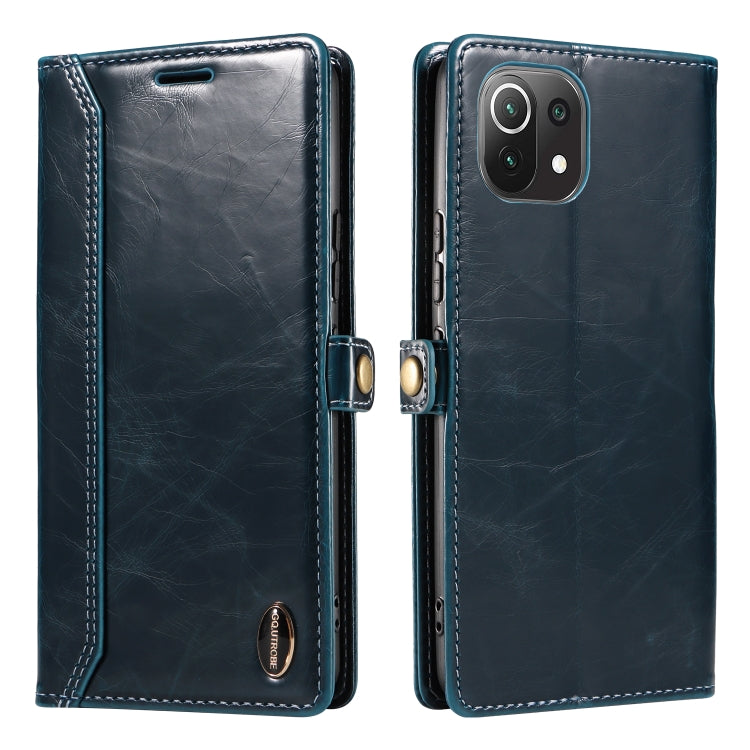 For Xiaomi Mi 11 Lite GQUTROBE RFID Blocking Oil Wax Leather Phone Case