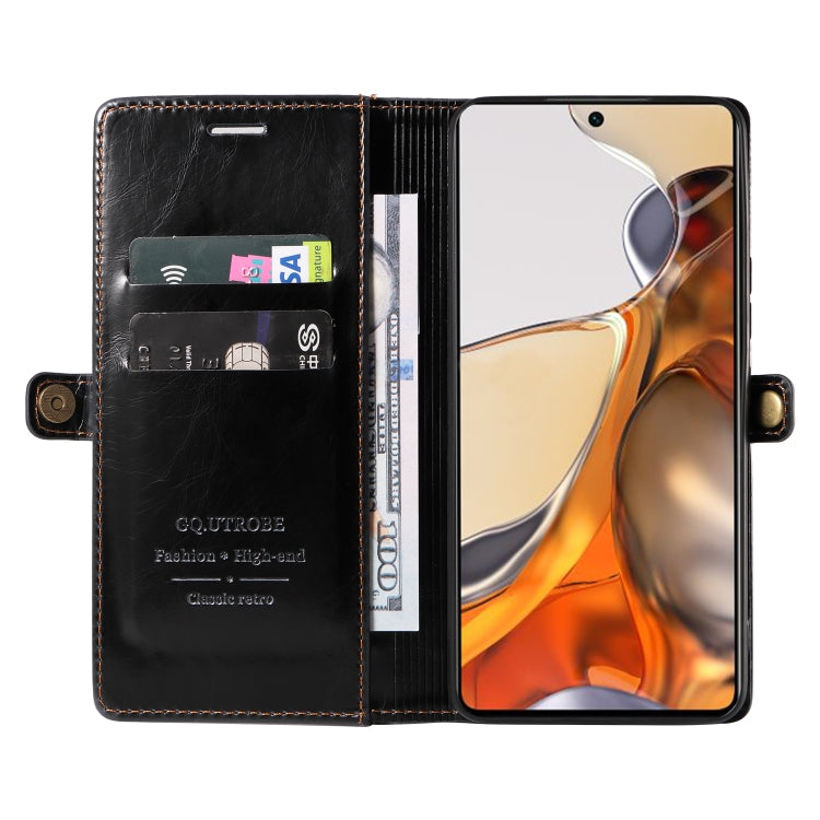 For Xiaomi 11T GQUTROBE RFID Blocking Oil Wax Leather Phone Case