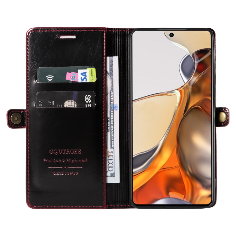For Xiaomi 11T GQUTROBE RFID Blocking Oil Wax Leather Phone Case