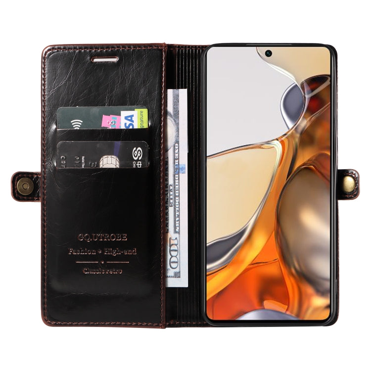 For Xiaomi 11T GQUTROBE RFID Blocking Oil Wax Leather Phone Case