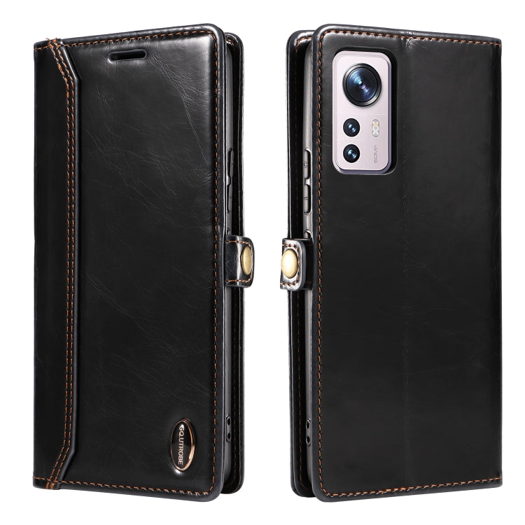 For Xiaomi 12 GQUTROBE RFID Blocking Oil Wax Leather Phone Case