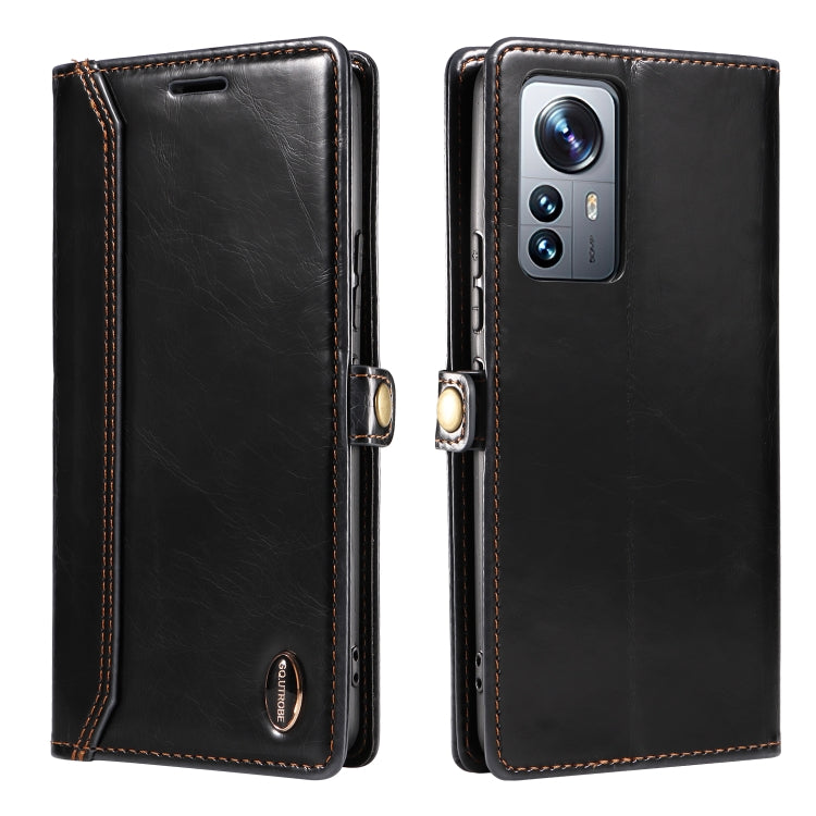 For Xiaomi 12 Pro GQUTROBE RFID Blocking Oil Wax Leather Phone Case