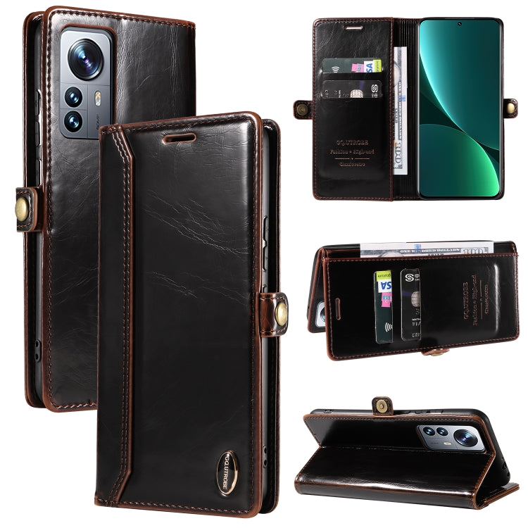 For Xiaomi 12 Pro GQUTROBE RFID Blocking Oil Wax Leather Phone Case