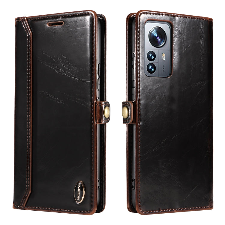 For Xiaomi 12 Pro GQUTROBE RFID Blocking Oil Wax Leather Phone Case