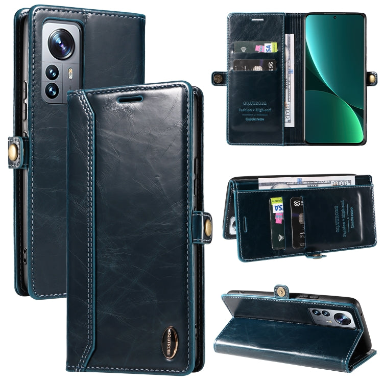 For Xiaomi 12 Pro GQUTROBE RFID Blocking Oil Wax Leather Phone Case